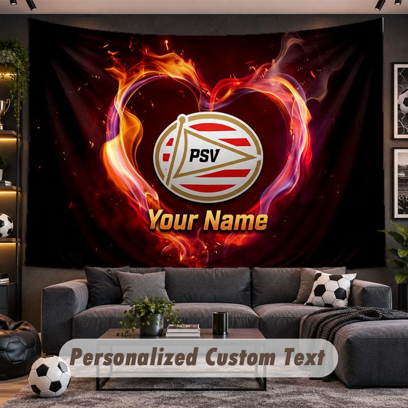 Wall Hanging Tapestry Custom NamePSV Eindhoven FC Pattern Personalized Printed Fabric Wall Decor