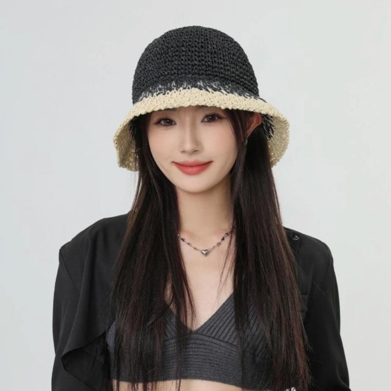 Фиолетовая соломенная шляпа для женщин на летние прогулки, защита от солнца и тень, пляжная шляпа рыбака, цветная плетеная шляпа из травы