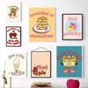 Nursery School Wall Art Cartoon Poster Print Hamburger Ice Cream Cherry Foods Canvas Painting Kitchen Cooker Kid Room Home Decor