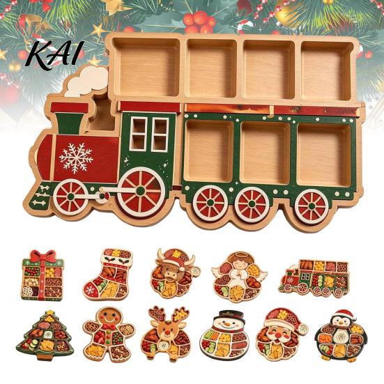 Holiday Food Platter for Parties Christmas Snack Serving Tray, Divided Appetizer Platter, Cute Snowman/Tree/Penguin/Cow Shaped Display Stand