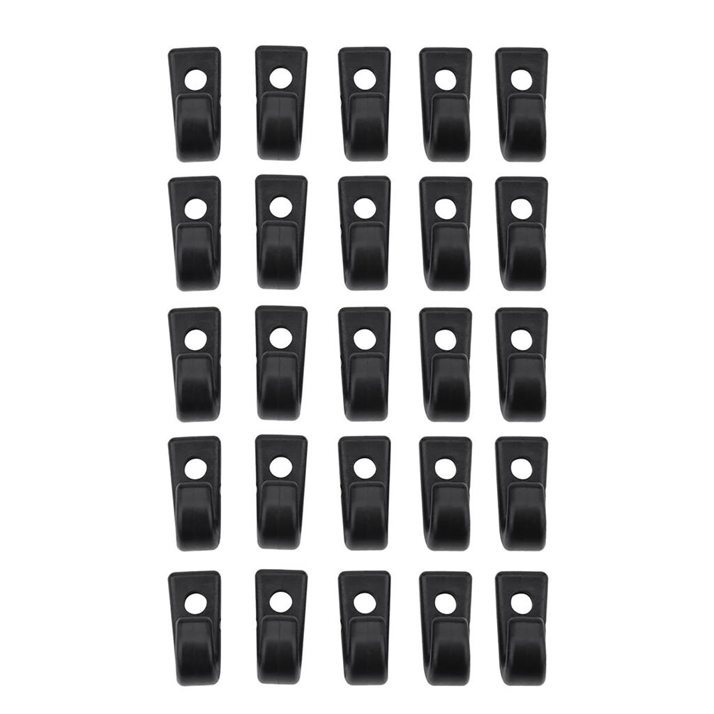 25pcs J Hooks Black Nylon Lashing Hooks for Kayak Bungee Cord Canoes Boats Accessory