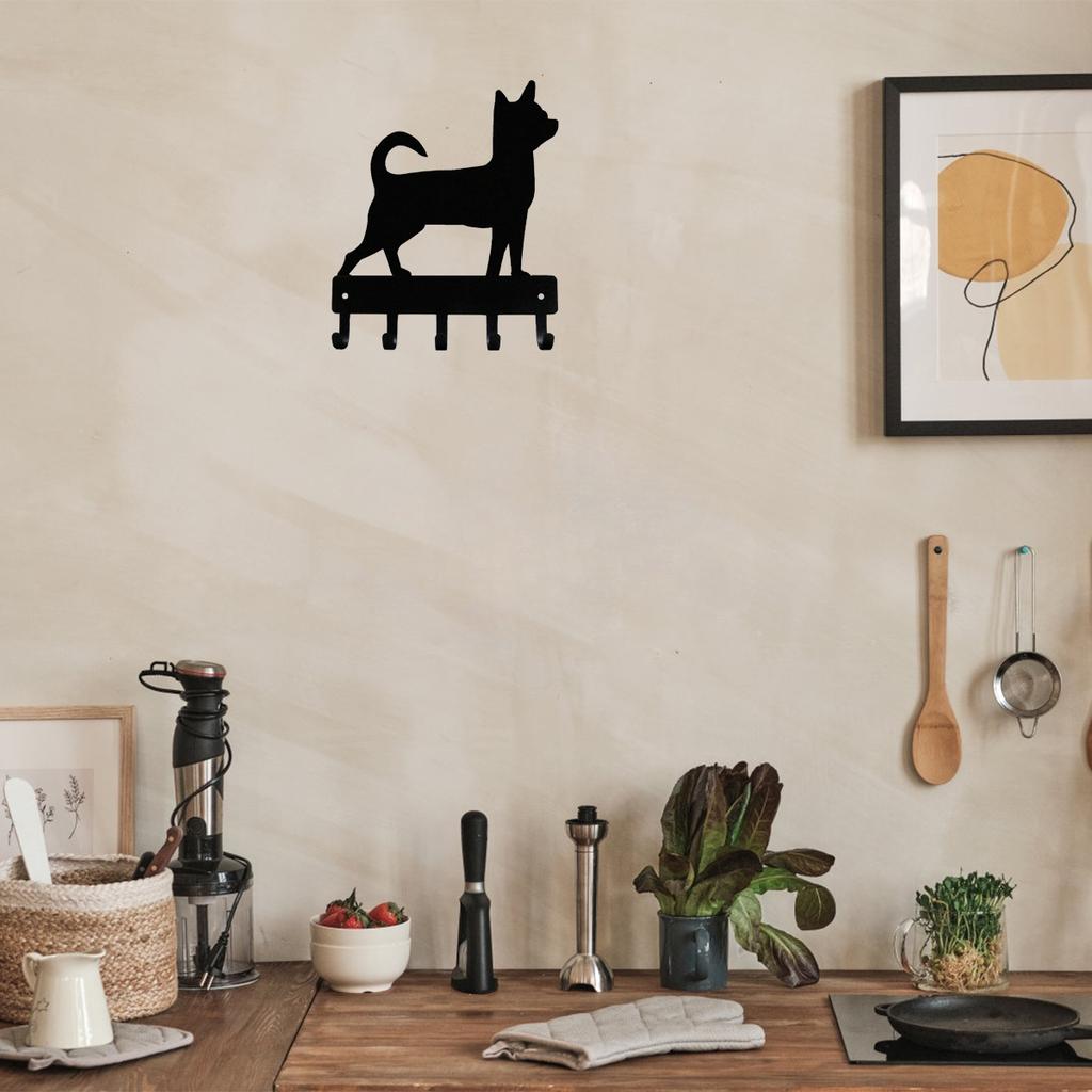 Chihuahua Dog - Key Hooks & Keychain Holder - 6 Inch Wide Metal Wall Art Perfect Gift for Chihuahua Owners and Dog Lovers