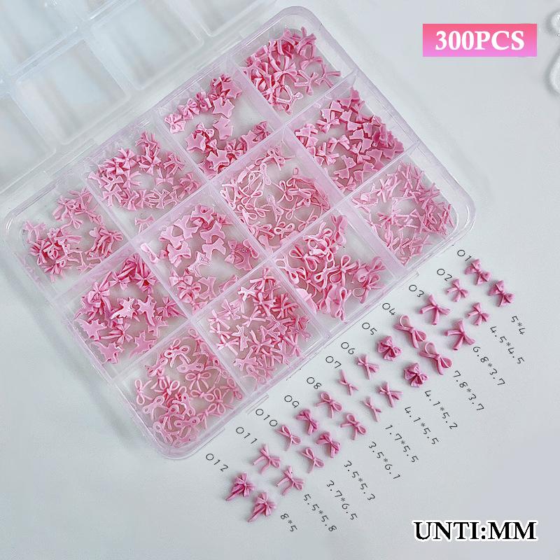 12 Grids Colorful Bowknot Set Resin Ribbon Nail Art Accessories Decoration DIY Manicure Mini Nail Gems