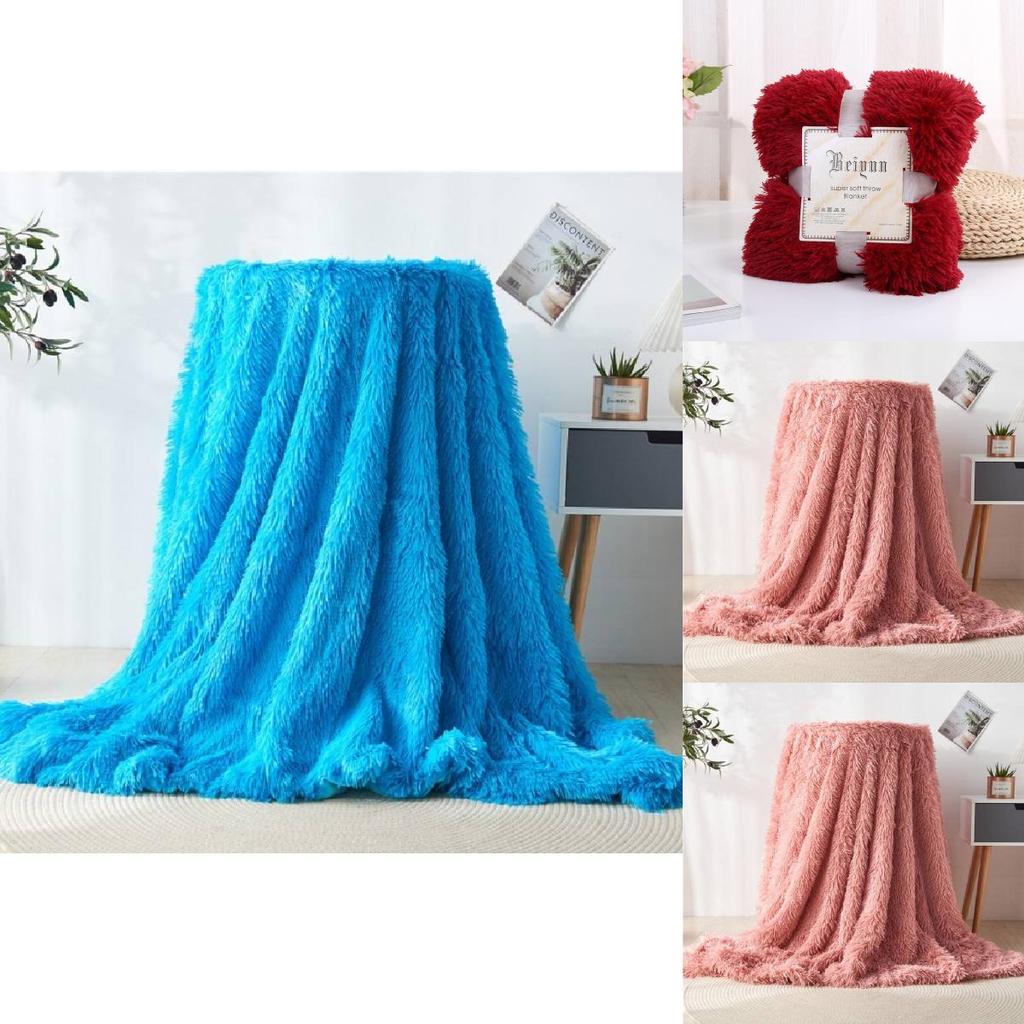 Style Thick Coral Velvet Blanket With Pure Color For Living Room Use