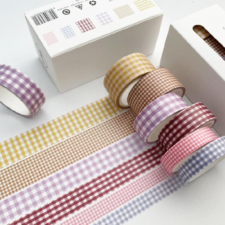 6Rolls Aesthetic Decorative Tape 5Meter Per Roll Adhesive Masking Tape for Journal Notebook Scrapbooking Photo Album