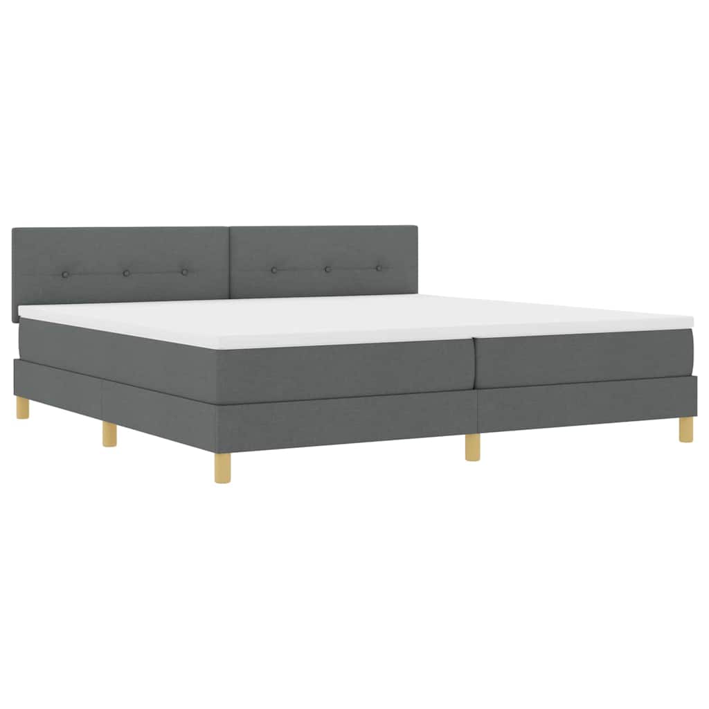LED Boxspring Bed with Headboard Dark Grey 200 x 200 cm Fabric