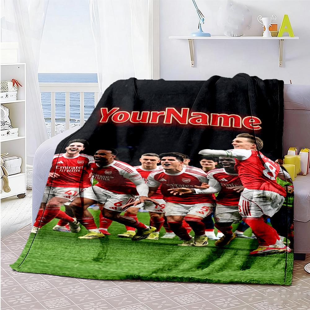 Arsenal Personalized Text Blanket Cozy Personalized Blanket Ultra-Soft Great for Home Decor Picnics Office Sofa for All Occasions