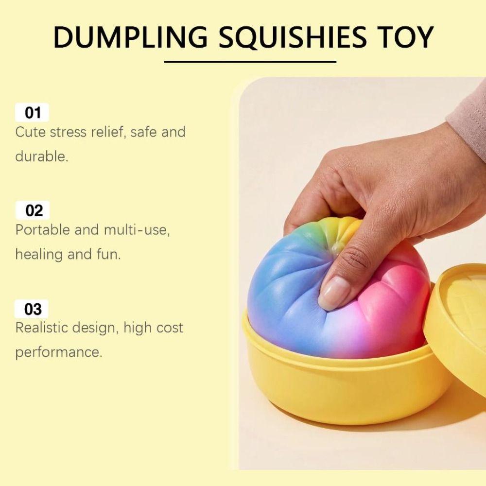 Soft Cute Steamed Bun Squishy Toy Rainbow Color Fidget Sensory Toy  Party Favors