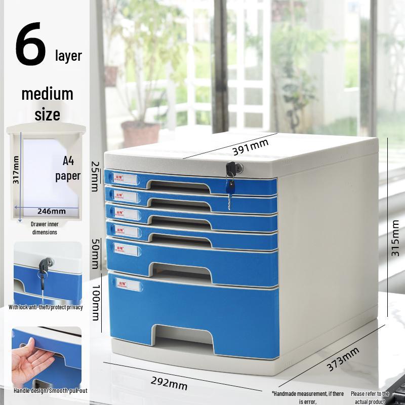 Lockable Multi-Layer A4 File Cabinet Drawer - Plastic Office Storage Box