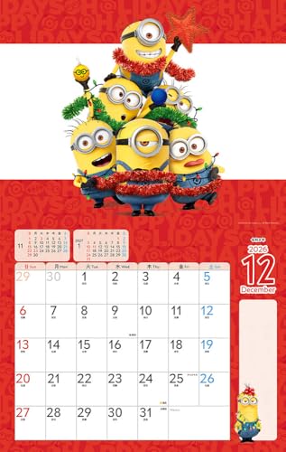 [Purchaser-exclusive Bonus Included] Minions Calendar (Monthly/Wall-hanging/600mm X 380mm) (Plenty of Stickers Included) (Impress Calendar 2026)