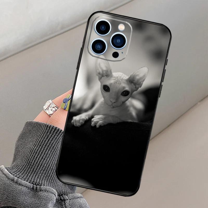 Чехол для мобильного телефона iPhone15ProMax, чехол для мобильного телефона с изображением кошки-сфинкса, окрашенный в противоударный цвет для защиты от падений.