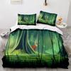 Green Forest King Queen Duvet Cover Fairy Cartoon Trees Elk Bedding Set For Adults Plant Animal 2/3Pcs Polyester Comforter Cover