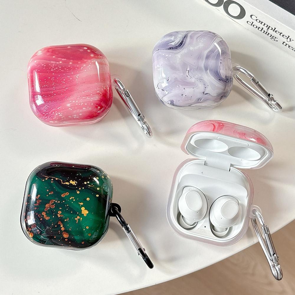 Глянцевый чехол для наушников с текстурой мрамора для Samsung Galaxy Buds Live Buds FE Buds 2 Pro Милый чехол для наушников Funda
