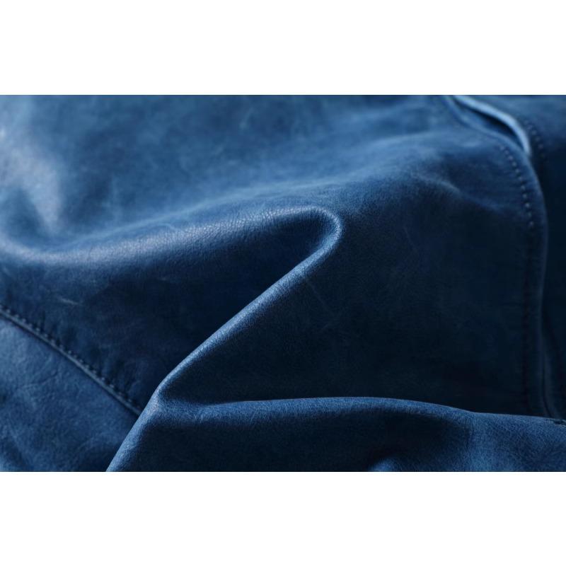 Китайский размер винтажная синяя натуральная воловья кожаная мужская куртка тонкая короткая кожаная куртка для мальчика мужская одежда весна осень