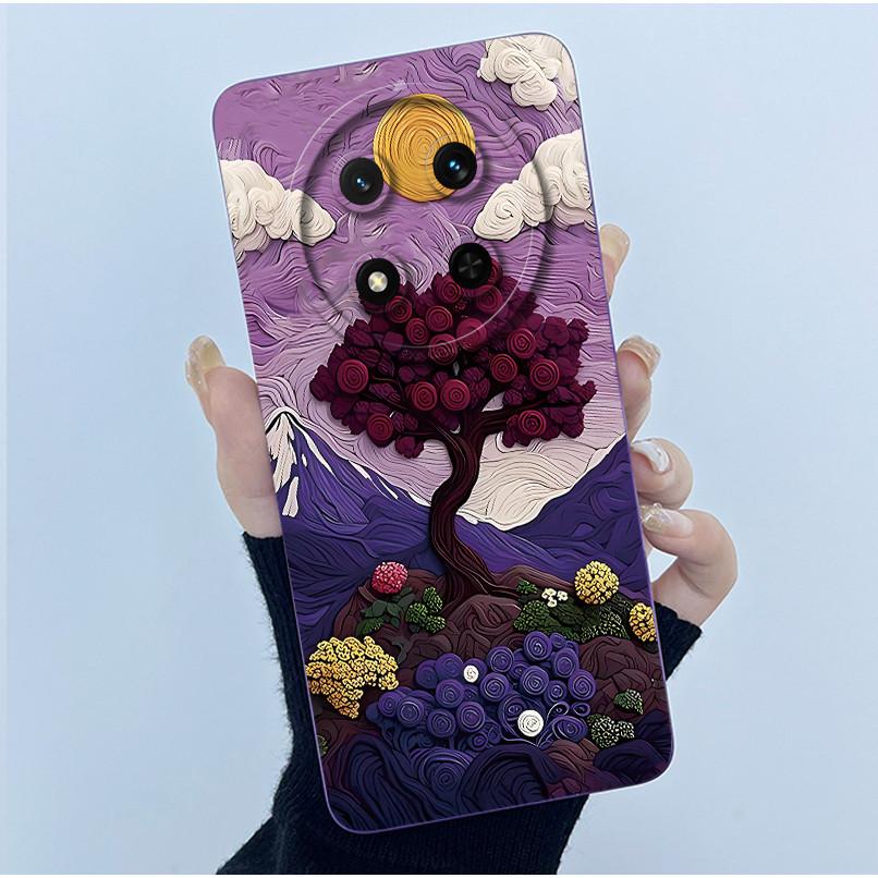 For Honor X9C 2024 Case Simplicity Flower Liquid Soft Silicone Back Cover for HonorX9c X 9C Phone Funda Magic7 Lite Bumper Shell