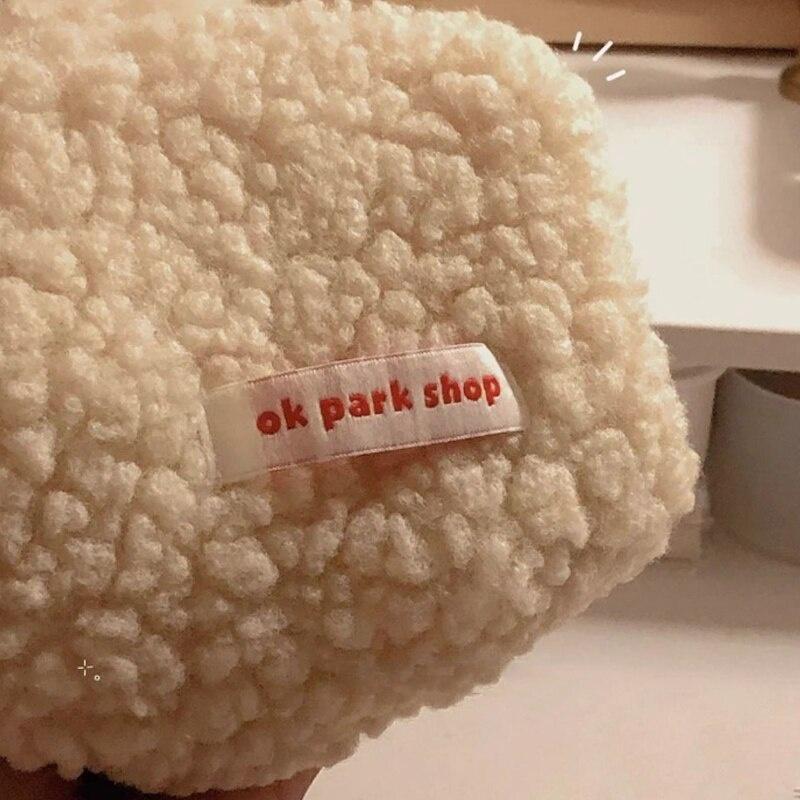 Lamb Hair Cosmetic Bag Plush Storage Bag Cute Stationery Bag Large Capacity Stationery Cosmetic Storage Bag