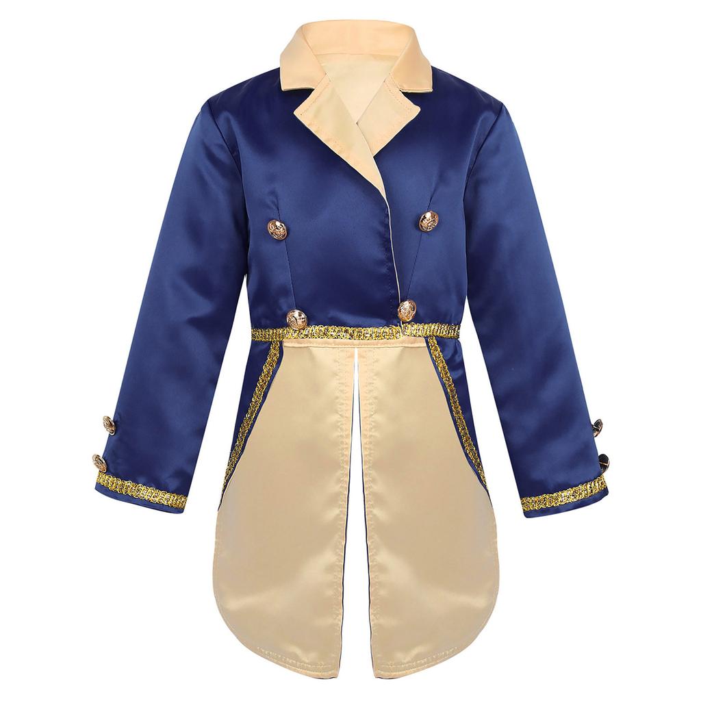 Boys Prince Costume Long Sleeve Turn Down Collar Tuxedo Jacket Tailcoat Halloween Cosplay Party Outfit