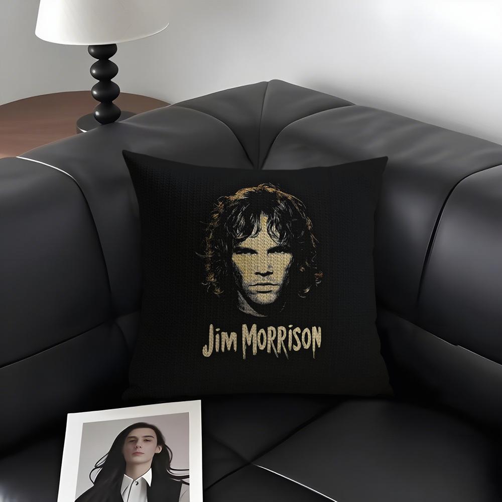 JJIM MMORRISON Band Cushion Cover Natural Linen Organic Fabric DoubleSided Printing Sofa Home Decor Gift Pillow Case