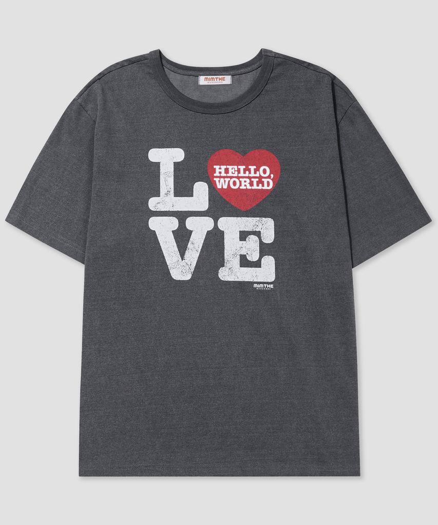 Mimdeowodeulobeu Футболка Hello World Love_Угольный
