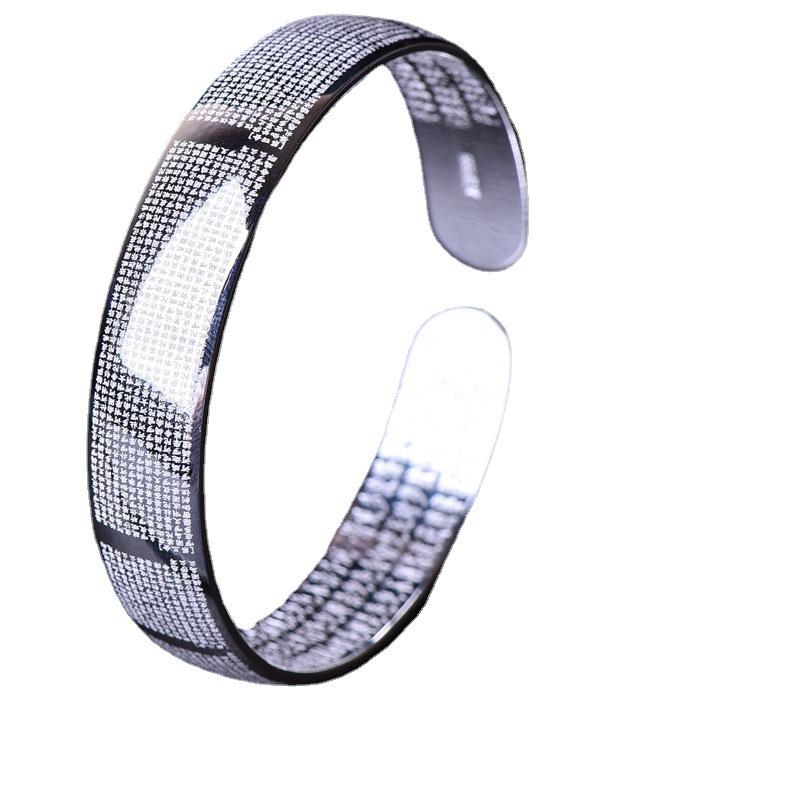 S999 Sterling Silver Shurangama Mantra Bracelet with Full Mantra Wearing Scripture Protector, Heart Sutra Bracelet, Solid Open for Men and Women