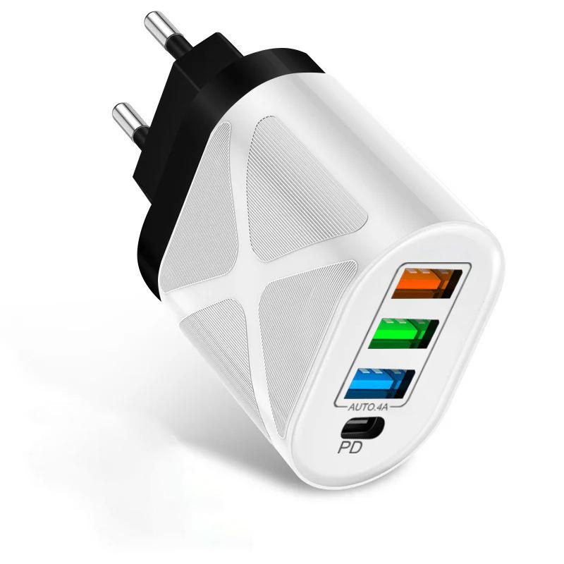 PD33W QC3.0 65W GaN Многопортовое Быстрое Зарядное Устройство Европейского Стандарта с Поддержкой 9В/12В