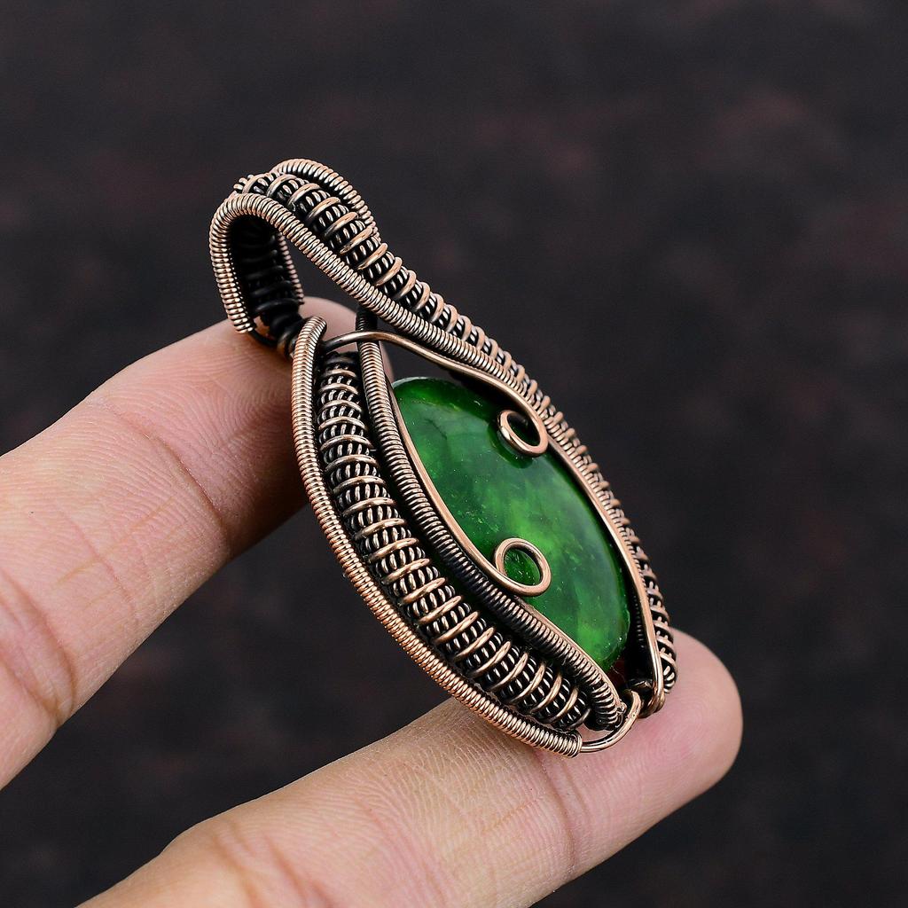 Green Fire Labradorite Pendant Copper Wire Wrapped Pendant Handmade Pendant Designer Copper Jewelry Gemstone Pendant Special Occasion Gift