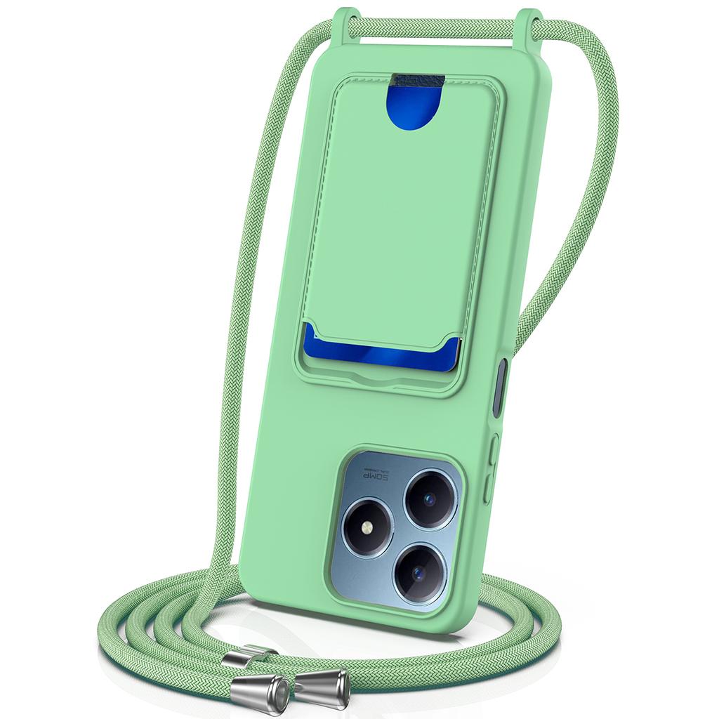 Для Realme Note 60x 4G/C63 4G/C61 4G/C61 (Индия) Чехол для 4G/Narzo N63 4G/Note 60 Силиконовый с держателем для карт Задняя крышка со шнурком