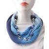 Stylish Cotton Linen Infinity Scarf with Beaded Chain Necklace – Women’s Gradient Color Scarf for Boho & Casual Fashion