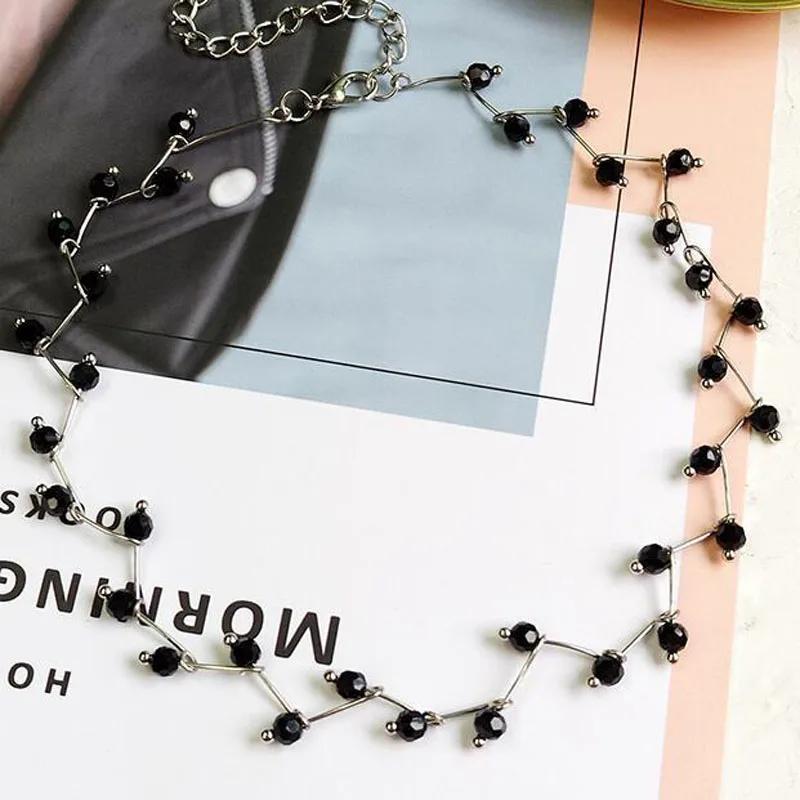 2024 Новинки Горячая Мода Черный Хрустальный Ожерелье Kolye Collier Простой Крест Нить Бусины Чокеры Ожерелья Женские Украшения