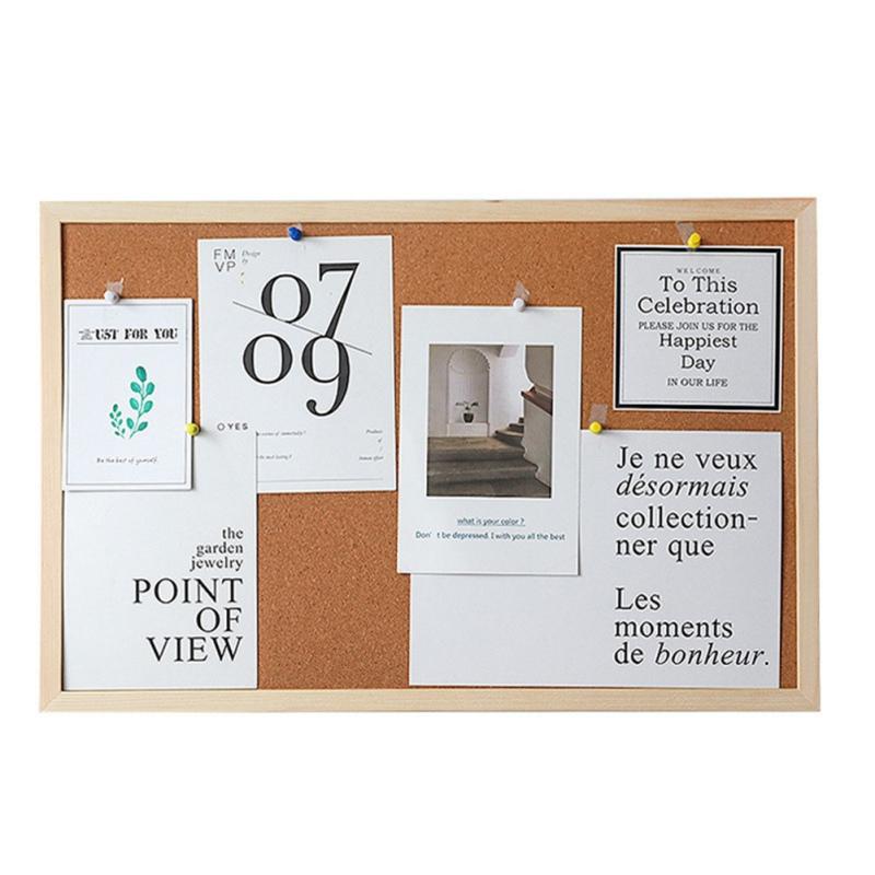 30x40cm DIY Decorative Board With Frame Cork Board Message Board Photo Wall Background Board for Office Home School Supplies
