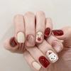 24 Pieces New Square Christmas Cute Smiley Face Snowman Elk Glitter Smudges 24 Wearable Nails