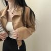 2026 Новая мода Популярные Простые и универсальные Кожаные Бархатные Верхняя одежда Женские Короткие Топы Американский Дизайн Стиль Куртка