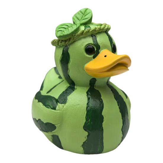 Fruit Duck Figurine Watermelon Dragon Fruit Cartoon Duck Resin Animal Statue Sculpture Home Office Decoration Ornament