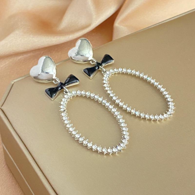 Модный дизайн, преувеличенный темперамент, французские овальные серьги с бантиком и любовью, женские