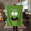 Pickle Rick Flannel Blanket, High quality Comfortable for All Seasons, Home Decor, Warmth and Comfort