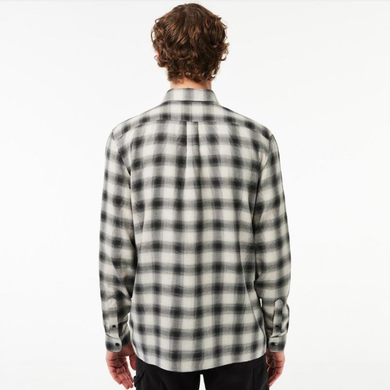 Lacoste Мужская фланелевая рубашка из шерстяной смеси хлопка [серый]