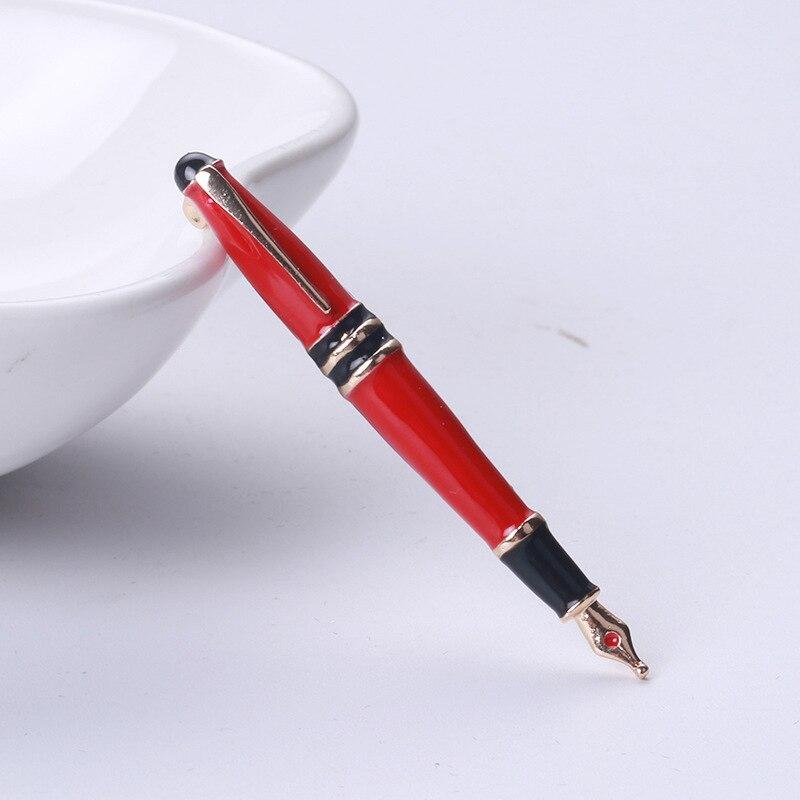 Blucome Enamel Pen Brooches for Women Red Black White Pen Teachers Students Fashion Jewelry Pins Gifts