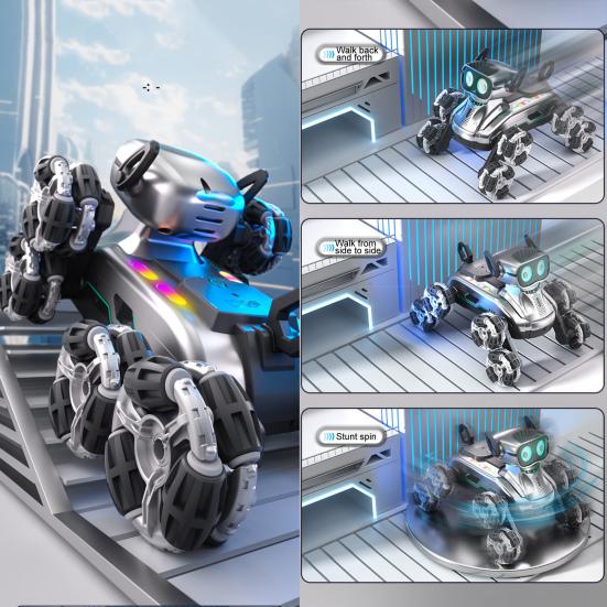 Игрушка-робот-собака с дистанционным управлением и светомузыкой, 8 колес, распознающая жесты, интерактивная механическая собака, обучающая детская электрическая игрушка-робот-робот-робот с дистанционным управлением для щенков