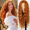 Pure Red Black Orange Color Long Water Wave Hairstyle Wigs for Women Synthetic Hair High Temperature Fiber Average Size
