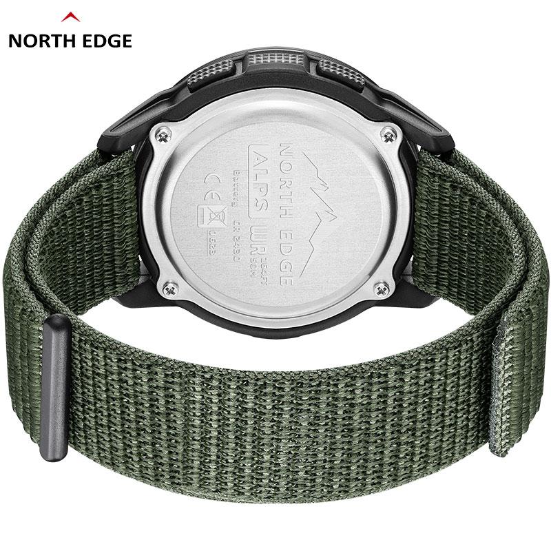Мужские цифровые часы NORTH EDGE ALPS из углеродного волокна, ударопрочные, военные, спортивные, суперлегкие, с компасом для улицы, водонепроницаемые 50 м, наручные часы