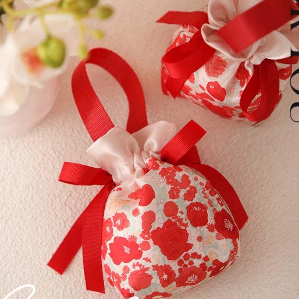 Сумка-мешочек из ткани с кулиской, холщовая сумка с узлом на запястье в корейском стиле, праздничный мешочек для сладостей, фестиваль