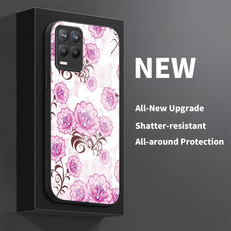 Цветочный чехол для телефона OPPO Realme 8S 7i 7 6 Pro 6S 6i 9 5G 9i 8i 9 Pro Plus Силиконовый Защитное стекло Противоударный чехол