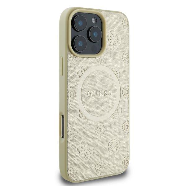 Etui do iPhone 16 Pro Guess Saffiano Peony Classic Logo MagSafe