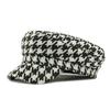 Houndstooth Hat Women's Spring Autumn Duck Cap Vintage Flat Cap
