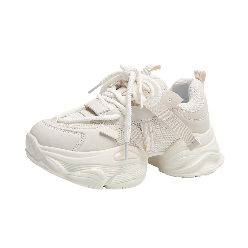 Four Seasons New Women's Round Head Mesh Platform Daddy Shoes Cold Sticky Sneakers Versatile Casual Fashion Student Shoes