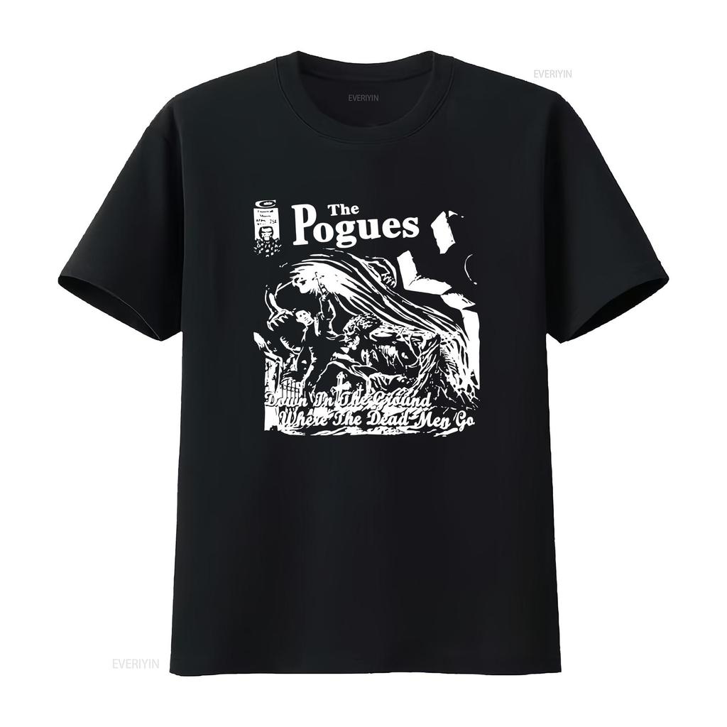 The Pogues T Shirt Band Charcoal Cotton Ni1743 Vintage Versatile Stretched Breathable Graphic Soft Casual Unisex