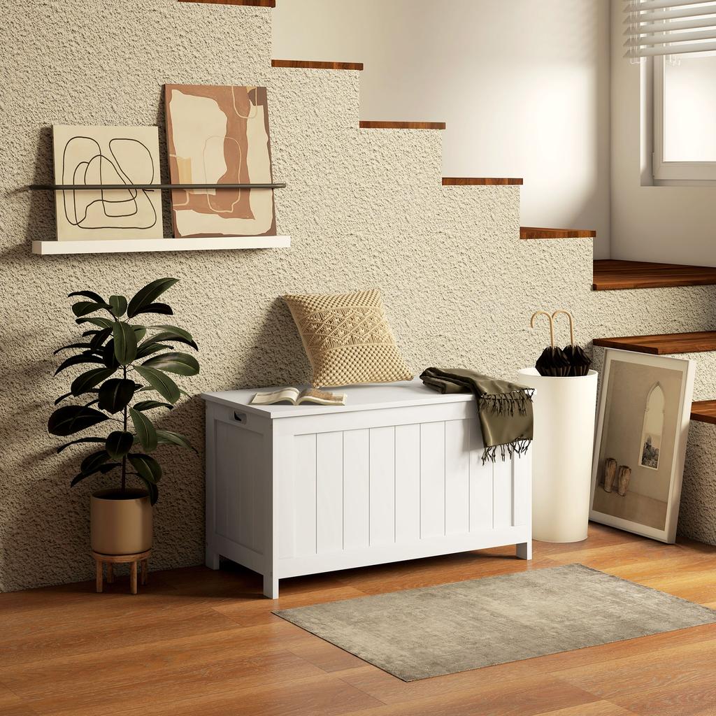 Storage Box Storage Chest Toy Chest, MDF, 2 Handles, 81 x 40 x 46 cm, White