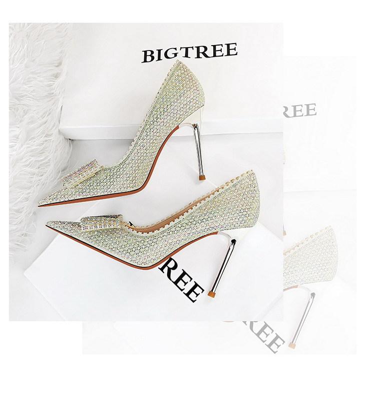 Bigtree Милые женские туфли, туфли принцессы, свадебные туфли на тонком высоком каблуке 9,5 см, с острым носком и стразами, в виде бабочки