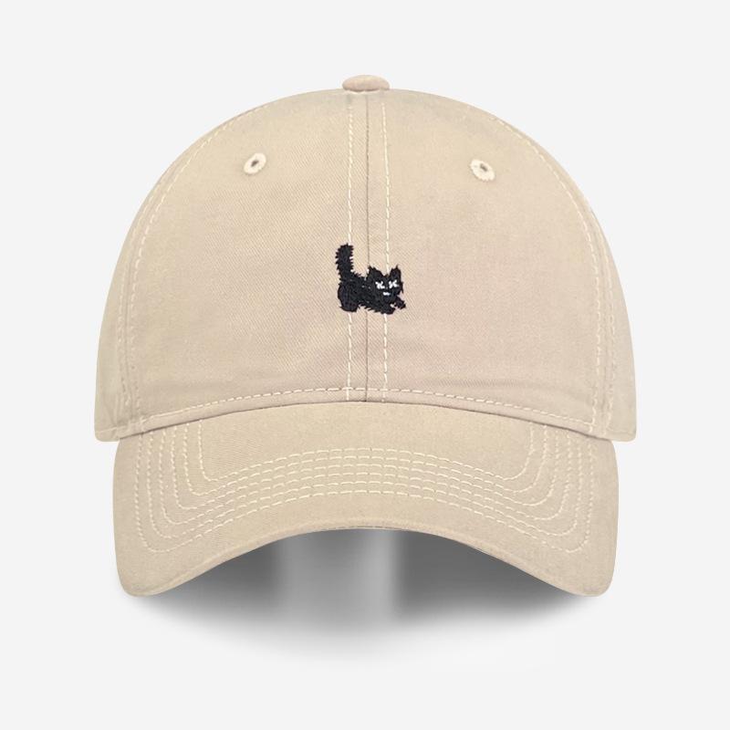 Kitten Embroidered Baseball Cap Girls Spring and Autumn Simple Casual Versatile Face Small Shade Sunscreen Cap