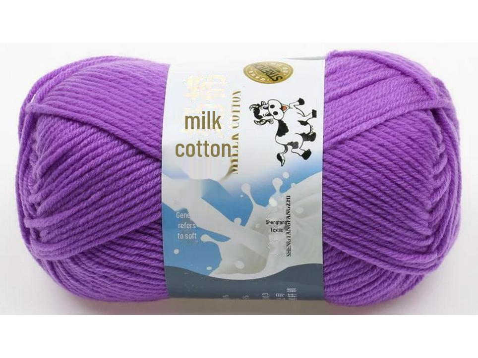 Комплект из 5 нитей детской шерстяной шапки и шарфа из молочной хлопковой пряжи средней толщины, ручная работа